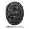 PUNRU HAIR Mens Toupee 100% European Remy Human Hair Toupee For Men All PU Base Hair Replacement System Durable Hair Piece For Men Hair Pieces 7x9 Medium light density #1B40#1B OFF BLACK+40% GREY view 2