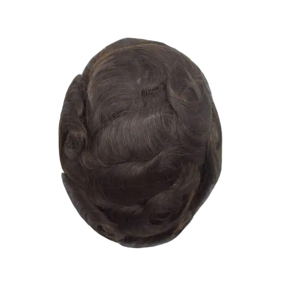 ZYYASHSV Men's wig 0.03mm Untra Thin Skin Male Hair Toupee Men Prosthesis Capillary Remy Human Hair Natural Men's Wigs Protese Capilar Masculina Men Short Wig Men Replacement Wig(Dark Brown)