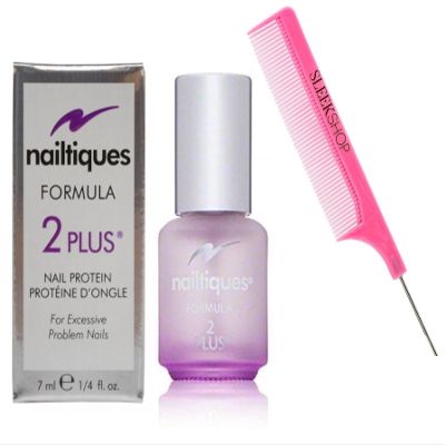yper Niltiqu Formula 2 PLUS Nail Protein Treatment - Nail Booster for Excessive Problem Nails (w/SIeekshop Pink Comb) (FORMULA 2 PLUS (1/4 oz | 0.25 oz)