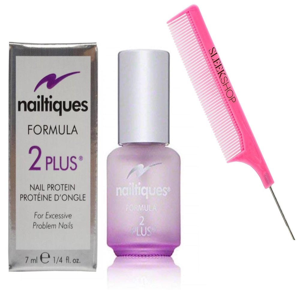 yper Niltiqu Formula 2 PLUS Nail Protein Treatment - Nail Booster for Excessive Problem Nails (w/SIeekshop Pink Comb) (FORMULA 2 PLUS (1/4 oz | 0.25 oz)