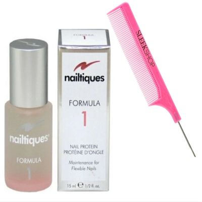 yper Niltiqu Formula Nail Protein Treatment - Nail Booster for Harder Healthier Nails (w/SIeekshop Pink Comb) (FORMULA 1 (1/2 oz | 0.5 oz))