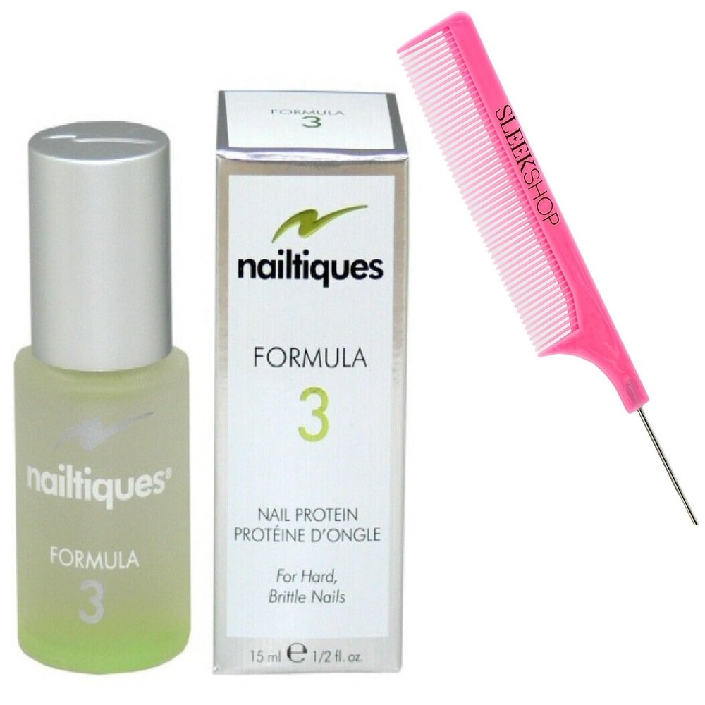yper Niltiqu Formula Nail Protein Treatment - Nail Booster for Harder Healthier Nails (w/SIeekshop Pink Comb) (FORMULA 3 (1/2 oz | 0.5 oz))