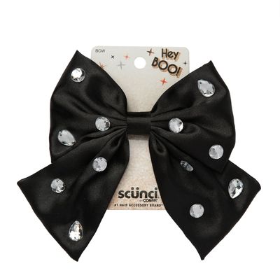 Scunci by Conair Bow Barrette w/Gem Stones - hair accessories - hair accessories for women - Holiday - Black bow - Black hair bows