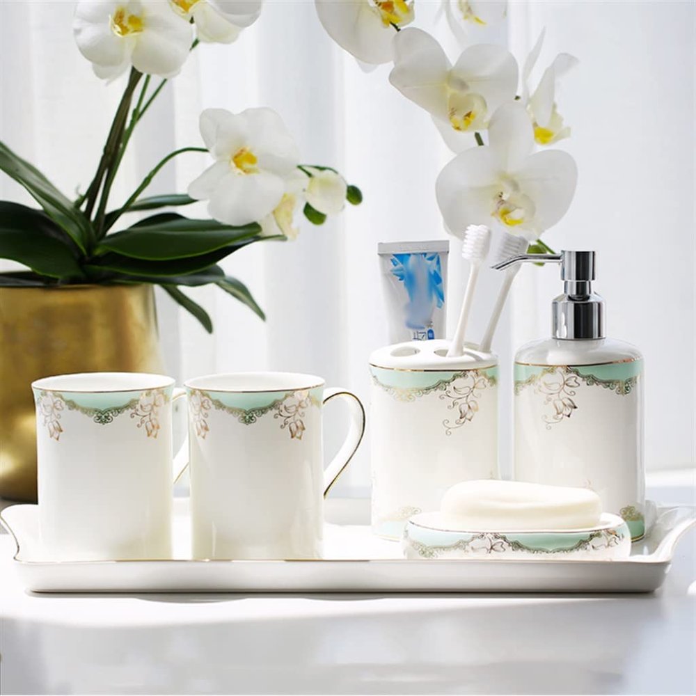 MAKEJ Washing Set Mouthwash Cup Ceramic Brushing Cup Bathroom Supplies Brushing Toothbrush Cup Household