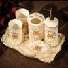 MAKEJ Countertop Bathroom Five-Piece Set Ceramic Wash Kit Bathroom Supplies Toothbrush Cup Mouthwash Cup Set view 1
