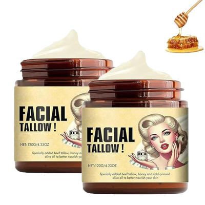 Sheghy Beef Tallow and Honey Balm, Beef Tallow for Skin, Beef Tallow Moisturizer, Grass Fed Beef Tallow Face Cream (2pc)