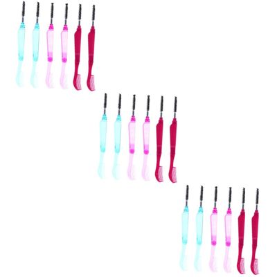 minkissy 18pcs Teeth Eyebrow Comb Handle Portable Folding Design Easy to Separator Makeup Brush Random Color