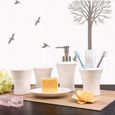 MAKEJ Ceramic Sanitary Ware Five-Piece Wash Set Toilet Bathroom Supplies Countertop Finishing Set