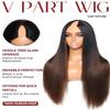 Beauty Forever V Part Wig Human Hair Yaki Straight EasiContour Vpart Wigs No Leave Out Ombre Chestnut Brown Glueless Upgraded U Part Wigs for Women None Lace Front Wigs T128 Color 150% Density 16inch view 4