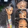 13x4 Deep Wave Lace Front Wigs Human Hair 220% Density Deep Wave Frontal Wigs Human Hair HD Lace Curly Wigs for Black Women Pre Plucked with Baby Hair Curly Lace Front Wig 24 Inch view 2