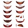 12pcs Halloween Face Tattoos, Scary Big Mouth Temporary Tattoo Halloween Face Stickers Scary Makeup Temporary Tattoo Horror Face Tattoos for Halloween Cosplay Decor view 1