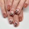 24 Pcs Light Brown Nails Fall Press on Nails Square Shape Fake Nails Short RIICFDD False Nails Maple Leaf Fallen Leaf Stick on Nails Full Cover Glossy Glue on Nails for Women Acrylic Nails view 1