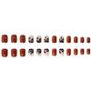 24 Pcs Light Brown Nails Fall Press on Nails Square Shape Fake Nails Short RIICFDD False Nails Maple Leaf Fallen Leaf Stick on Nails Full Cover Glossy Glue on Nails for Women Acrylic Nails view 3