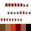 24 Pcs Light Brown Nails Fall Press on Nails Square Shape Fake Nails Short RIICFDD False Nails Maple Leaf Fallen Leaf Stick on Nails Full Cover Glossy Glue on Nails for Women Acrylic Nails view 4