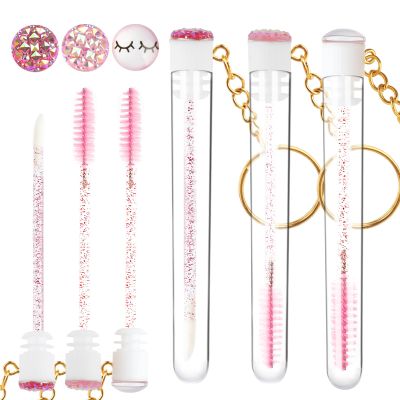 30 Pieces Disposable Mascara Wands Set,Include 5 Pcs Glitter Lash Spoolies Brush 10 Pcs Lip Brush and 15 Pcs Reusable Empty Eyelash Brush Tubes for Women Girls(Multi 3 color)