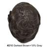 Toupee for Men Full Poly Hair Replacement System European Human Hair Toupee 0.1mm Durable Skin PU Injection Men Hairpiece 6x8"-120% Density#210 Darkest Brown+10% Gray view 2