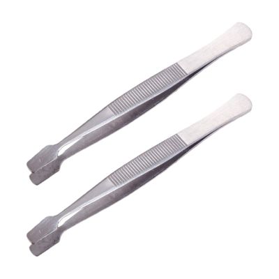 DJFKDYHPE Hair Removal Tweezers Stainless Steel Stamp Tweezers Tongs Flat Wide Tip Precision Philately Tweezers for Stamps Documents Photo Development Tweezers