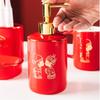 MAKEJ Red Couple Mouthwash Cup Marriage Toiletries Set Household Ceramic Toilet Tooth Cylinder Brushing Cup view 2