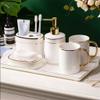 MAKEJ Washing Set Ceramic Bathroom Five-Piece Set Nordic Bathroom Supplies Household Toothware Mouthwash Cup view 1