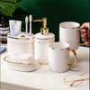 MAKEJ Washing Set Ceramic Bathroom Five-Piece Set Nordic Bathroom Supplies Household Toothware Mouthwash Cup view 2