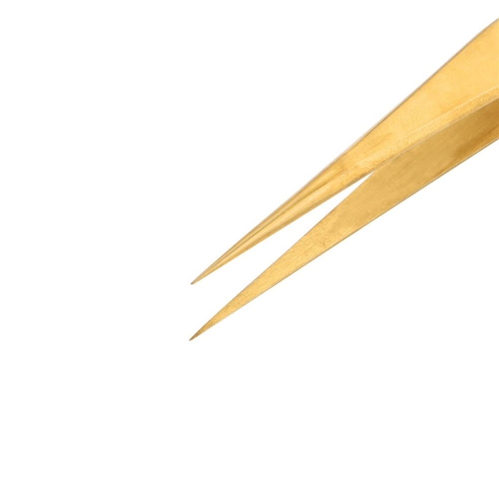 DJFKDYHPE Hair Removal Tweezers Precision tweezers eyelash extension clip curved straight pointed electroplating pliers fine pointed hand tool kit Tweezers(Gold02)