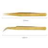 DJFKDYHPE Hair Removal Tweezers Precision tweezers eyelash extension clip curved straight pointed electroplating pliers fine pointed hand tool kit Tweezers(Gold02) view 2