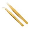 DJFKDYHPE Hair Removal Tweezers Precision tweezers eyelash extension clip curved straight pointed electroplating pliers fine pointed hand tool kit Tweezers(Gold02) view 3