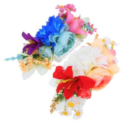 Baluue 2pcs Decorative Hair Comb for Women Handmade Cloth Hair Accessories for Brides Elegant Wedding Headpiece Colors Lightweight and Comfortable Ornaments