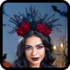 Woeoe Halloween FLower Halo Crown Day of The Dead Headband Rose Floral Hair Band Gothic Hair Hoop for Women Halloween Party Cosplay Dress up Costume Hair Accessories view 1