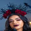 Woeoe Halloween FLower Halo Crown Day of The Dead Headband Rose Floral Hair Band Gothic Hair Hoop for Women Halloween Party Cosplay Dress up Costume Hair Accessories view 2