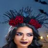 Woeoe Halloween FLower Halo Crown Day of The Dead Headband Rose Floral Hair Band Gothic Hair Hoop for Women Halloween Party Cosplay Dress up Costume Hair Accessories view 4
