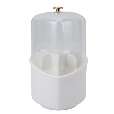 AUNMAS Plastic Makeup Holder, 24.5x12.5cm 360 Degree Rotation Brushes Holder Organizer with 8 Makeup Brushes for Home, Office or Travel (White)