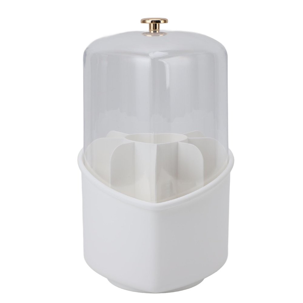 AUNMAS Plastic Makeup Holder, 24.5x12.5cm 360 Degree Rotation Brushes Holder Organizer with 8 Makeup Brushes for Home, Office or Travel (White)