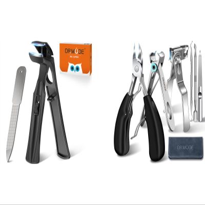 Angled Head Large Toenail Clippers for Seniors Thick Toenails with Catcher, Wide Jaw Opening Heavy Duty Toe Nail Clippers for Men Thick Ingrown Nails, 360 Degree Rotary Fingernail Clippers Long Handle