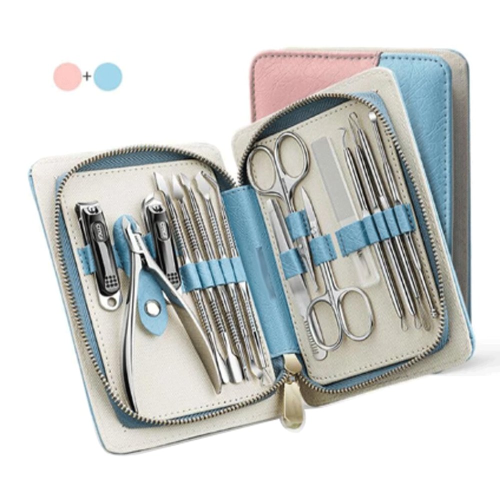 16 Pieces Stainless Steel Nail Clipper Kit Nail Care Kit with Zipper Storage Box Professional Pedicure Set for Beginners