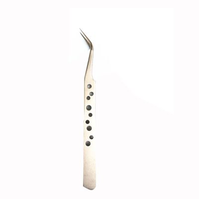 DJFKDYHPE Hair Removal Tweezers Bright maintenance tweezers stainless steel elbow pointed thin head with hole tweezers hard flat head nine-hole tweezers Tweezers