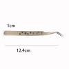 DJFKDYHPE Hair Removal Tweezers Bright maintenance tweezers stainless steel elbow pointed thin head with hole tweezers hard flat head nine-hole tweezers Tweezers view 3