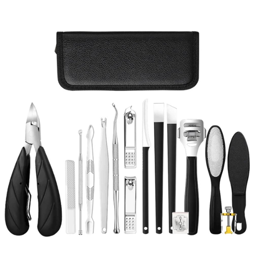 LASTRAN 17 Pcs Set Manicure Tools Kit Pedicure Cuticle Scissors Cutter Set Foot Care Tool Ingrown Toenail Tool for Pedicuring
