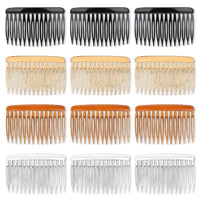 12 Pcs Side Combs French Twist 14 Teeth Decorative Hair Accessories Vintage Style Clips Pins Plastic Fine Styling Comb for Women Bridal Long Curly Hair
