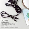 10pcs Cushioned Adjustable Band for Thick, Curly, Natural Hair - Extra Stretchy Ties Perfect for Braids, Pineapple Style - Afro Puff Ponytail Holder (Brown) view 2