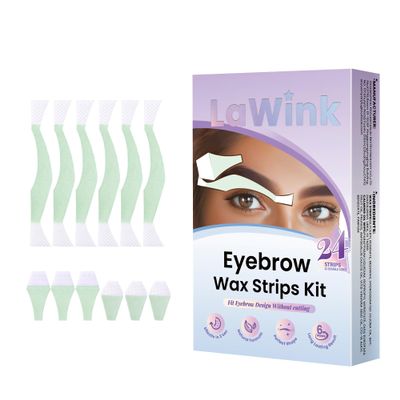 Eyebrow Wax Strips Facial Wax Strips for Hair Removal 24 Strips Eyebrow & Upper Lip Hair Remover with 4 Soothing Wipes Mouth waxing wax Eyebrow Hair Removal for Women LAWINK (Eyebrow)