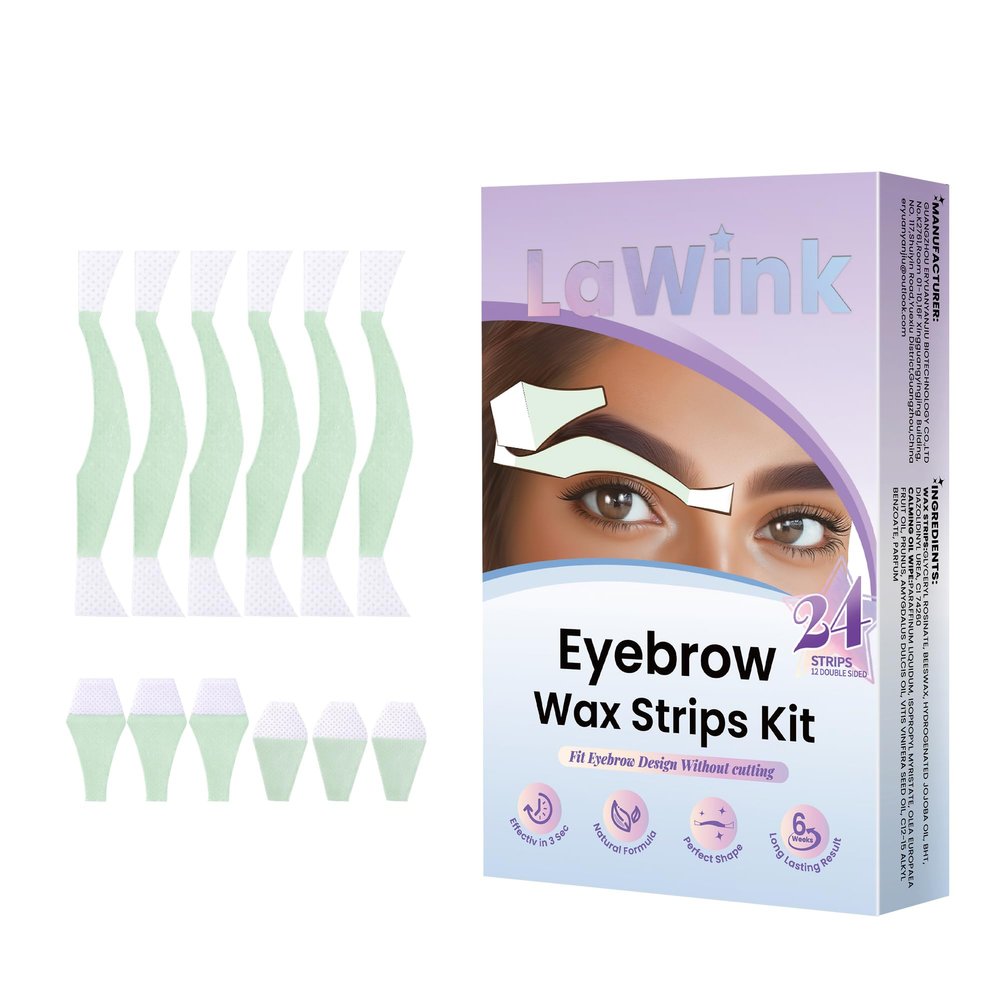Eyebrow Wax Strips Facial Wax Strips for Hair Removal 24 Strips Eyebrow & Upper Lip Hair Remover with 4 Soothing Wipes Mouth waxing wax Eyebrow Hair Removal for Women LAWINK (Eyebrow)