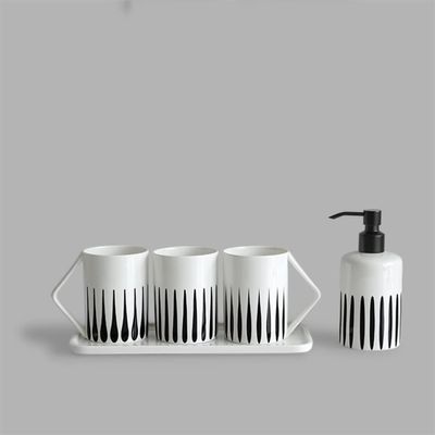 MAKEJ Striped Toothbrush Wash Cup Set Couple Mouthwash Cup Toothbrush Toothbrush Cup Household Ceramics