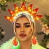 Sixexey Light Up Headbands Flame Headband Set LED Fire Headpiece Sun Flame Hair Accessories for Women view 2