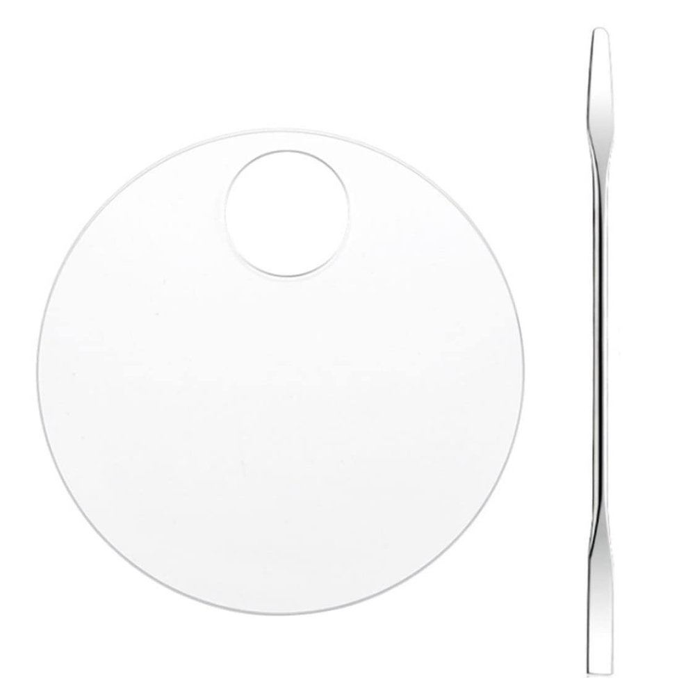 Makeup Mixing Palette Acrylic Transparent Cosmetic Paint Mixing Tray with Spatula Round