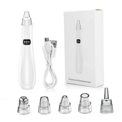 Blackhead Extractor Rechargeable USB Port Blackhead Remover 3 Speeds Control Pore Vacuum with 5 Probes Pore Extractor Portable Pimple Extractor for Women and Men White.