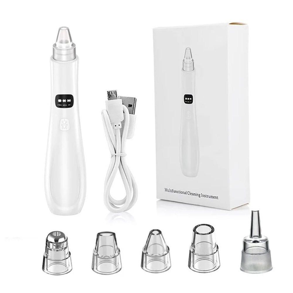 Blackhead Extractor Rechargeable USB Port Blackhead Remover 3 Speeds Control Pore Vacuum with 5 Probes Pore Extractor Portable Pimple Extractor for Women and Men White.