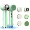 Facial Cleansing Brush, 6 in 1 Electric Face Scrubber with 6 Brush Heads and 3 Spin Speeds for Deep Cleansing, Waterproof Rechargeable Face Brushes for Dry Oily Sensitive Skin (Green) view 1