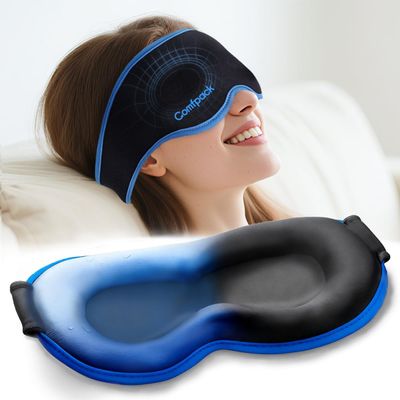 Comfpack 3D Gel Cooling Eye Mask, No Pressure Cold Eye Mask for Puffiness, Hot & Cold Compress Therapy Eye Ice Pack for Dark Circles, Dry Eyes, Migraines and Headaches, Lasting Comfort, Gift