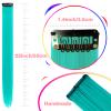 12 PCS Teal Blue Hair Extensions Clip in, Colored Party Highlights Extension for Kids Girls Synthetic Hairpiece Straight 22 inch view 3